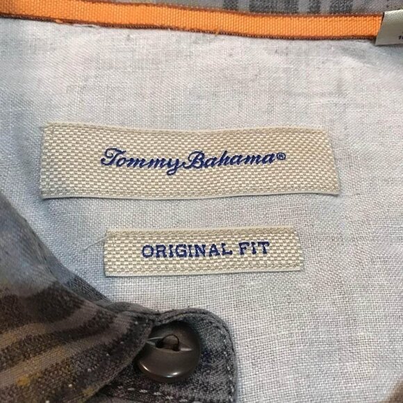 Tommy Bahama Silk Shirt Men’s Size Large Original Fit Plaid Aloha Hawaiian Style - Picture 5 of 6